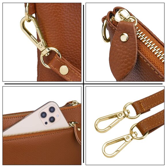 Genuine Leather Crossbody Bags for Women Wristlet- 2- Crossbody Brown - Picture 8 of 8